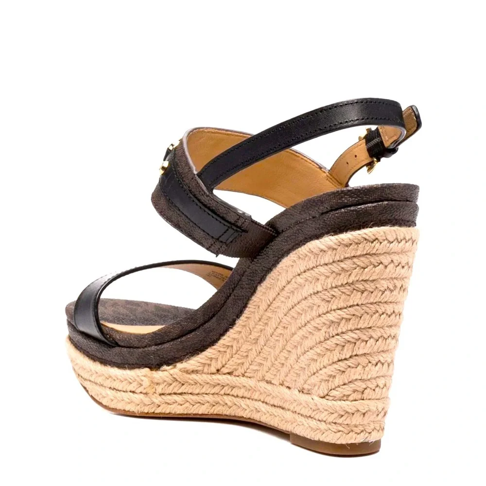 Michael Kors logo-plaque wedge sandals size 8